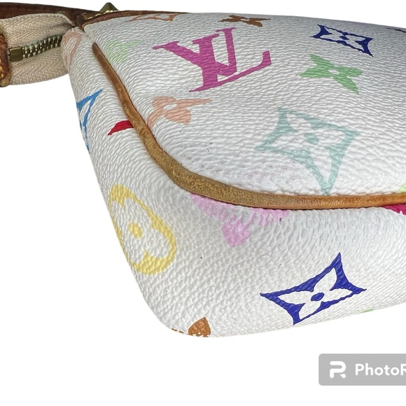 Authentic Louis Vuitton x Takashi Murakami White Monogram Multicolor Pochette - Picture 14 of 16